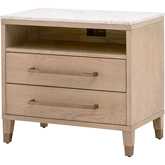 Cambria 2 Drawer Nightstand in Natural Oak, Bianco Marble & Brass 5250.NAT-OAK/BIA